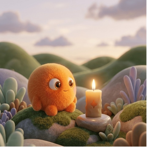 Candle Breathing, an illustration from the Lumi app