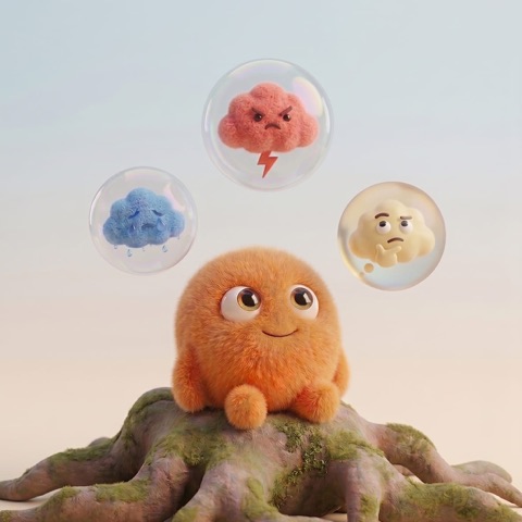 Thought Bubbles, an illustration from the Lumi app
